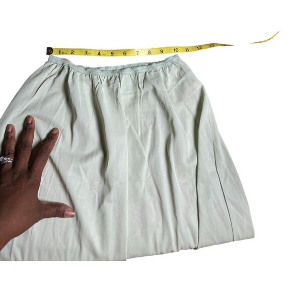 Vintage Sage Green Half Slip Skirt Lingerie Lace Hem Bow Two Front Slits Sz S - Picture 6 of 6